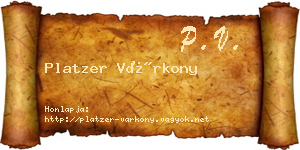 Platzer Várkony névjegykártya